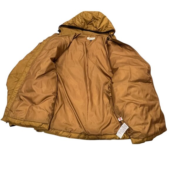 Madewell Mens Hooded Puffer Jacket, Old Gold, XL - Picture 9 of 10